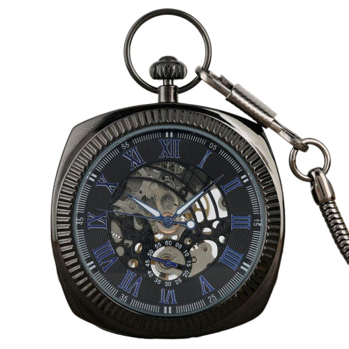 Squellette square mechanical pocket watch